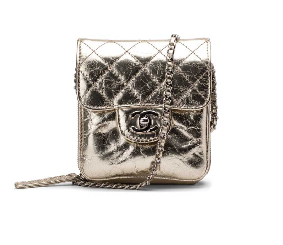Chanel Wallet On Chain Quilted Metallic Mini Gold