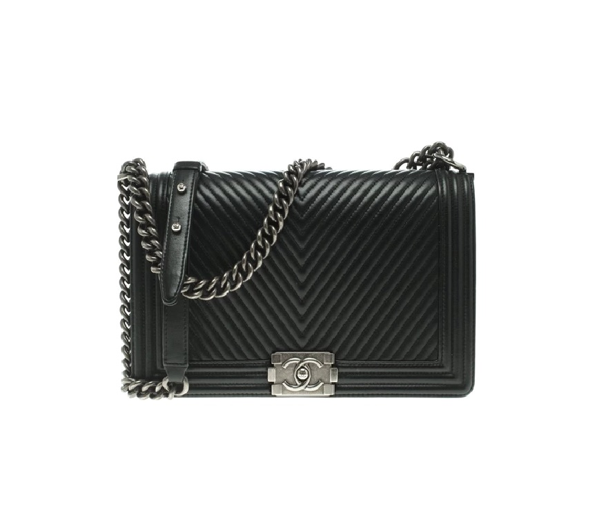 Chanel Boy Flap Chevron New Medium Black