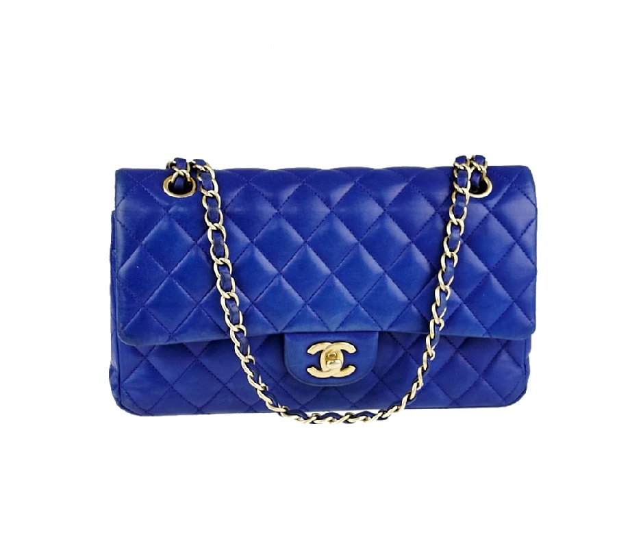 Chanel Double Flap Diamond Quilted Medium Blue