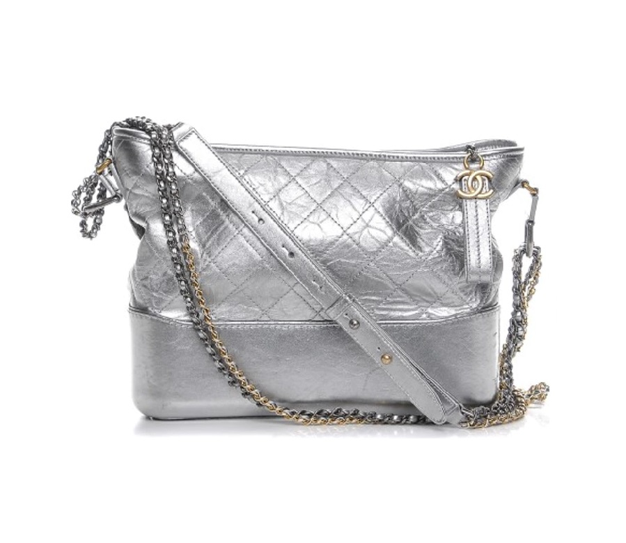 Chanel Gabrielle Hobo Diamond Gabrielle Quilted Aged Medium Metallic Silver