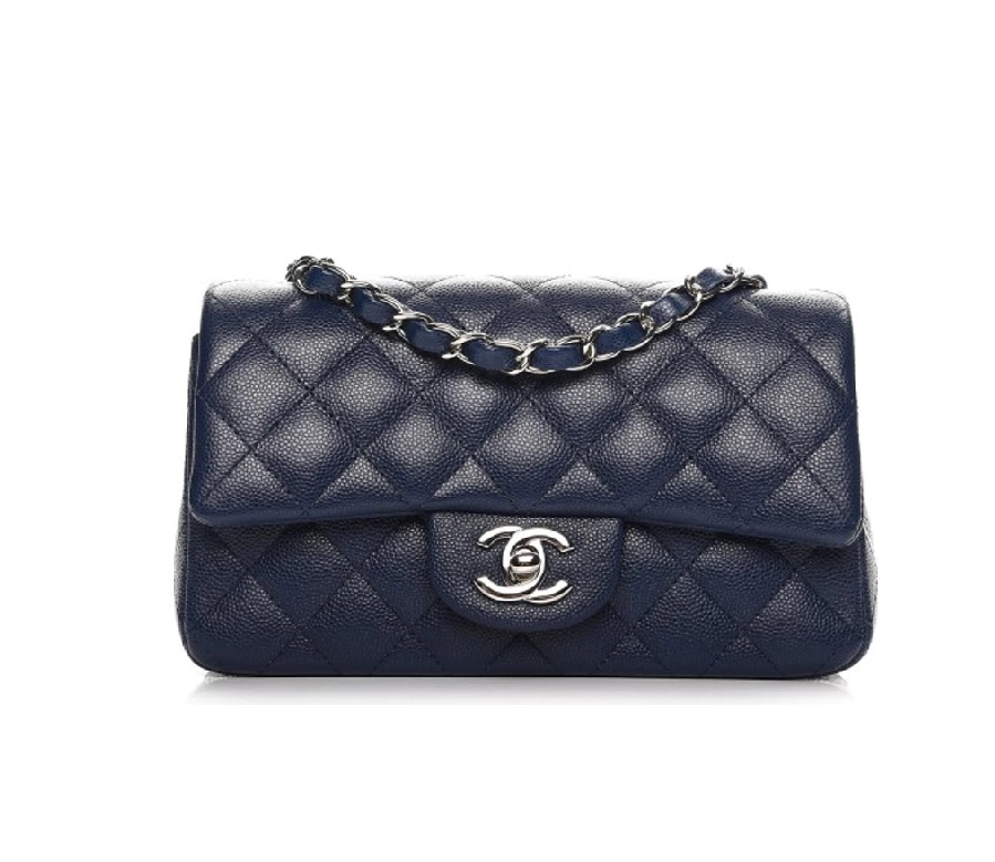 Chanel Rectangular Flap Quilted Diamond Mini Dark Blue