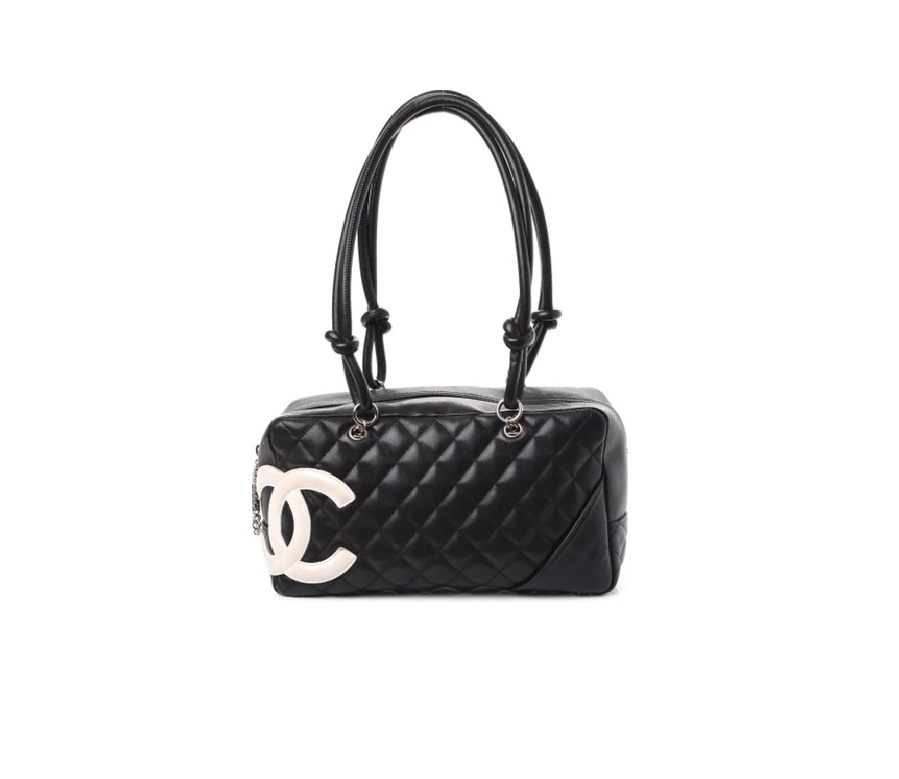 Chanel Cambon Ligne Bowler Quilted Diamond Large Black/White