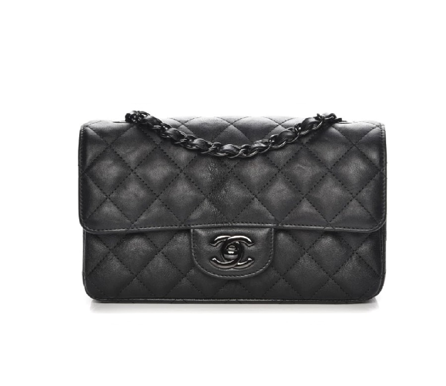 Chanel Rectangular Flap Quilted So Black Diamond Mini Black