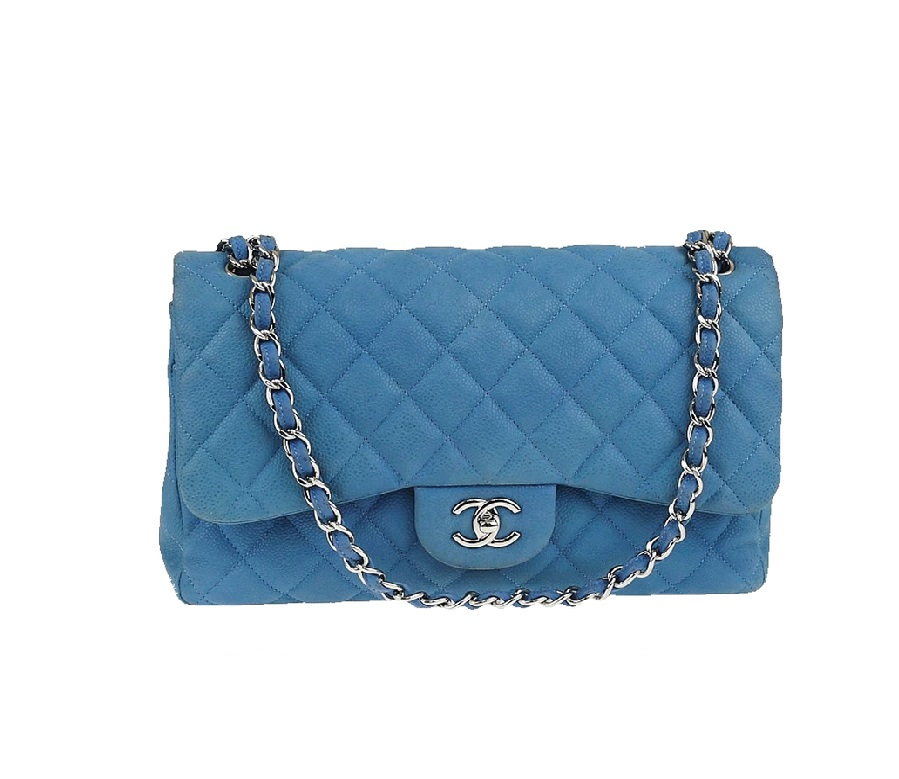 Chanel Classic Double Flap Quilted matte Jumbo Light Blue