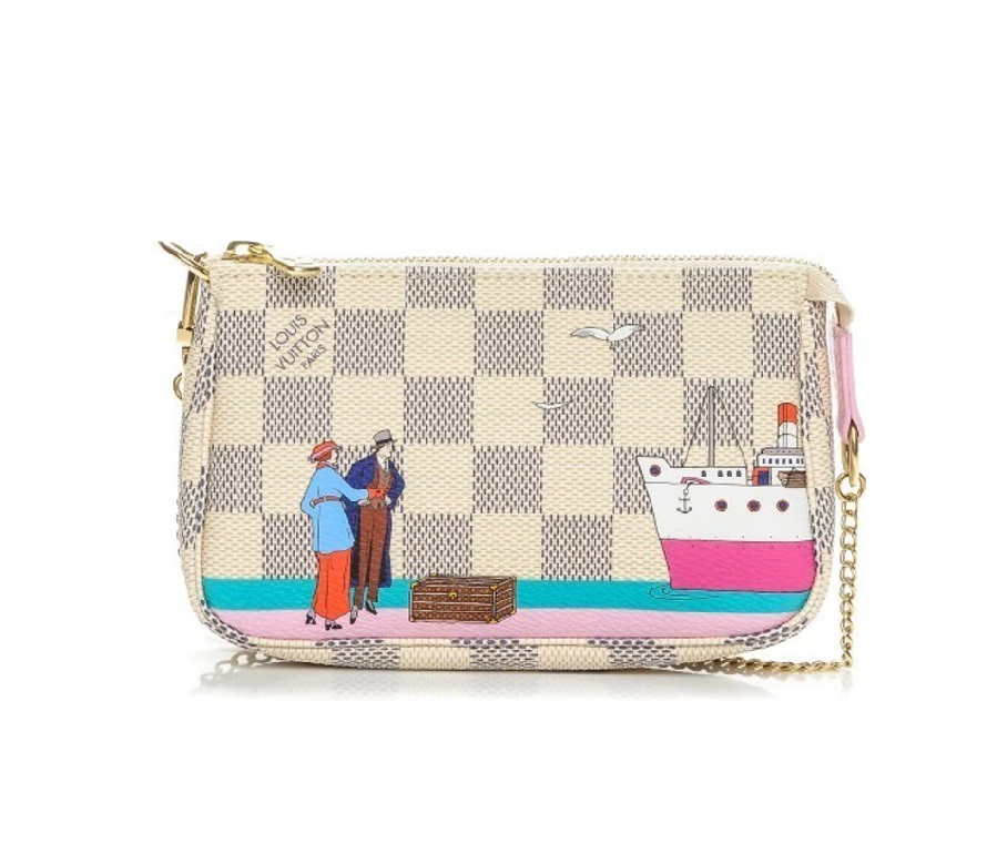 Louis Vuitton Pochette Damier Azur Transatlantic Cruises Print Mini