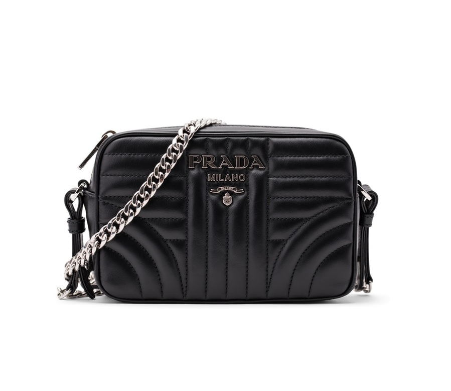 Prada Camera Shoulder Quilted Leather Black