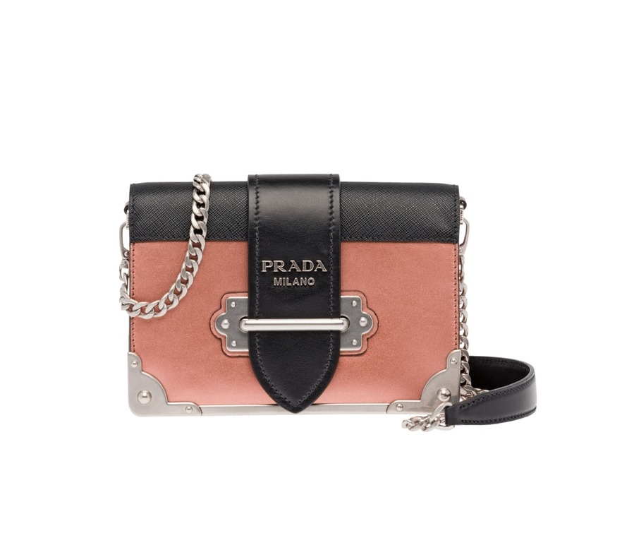 Prada Cahier Metallic Chain Rose Gold