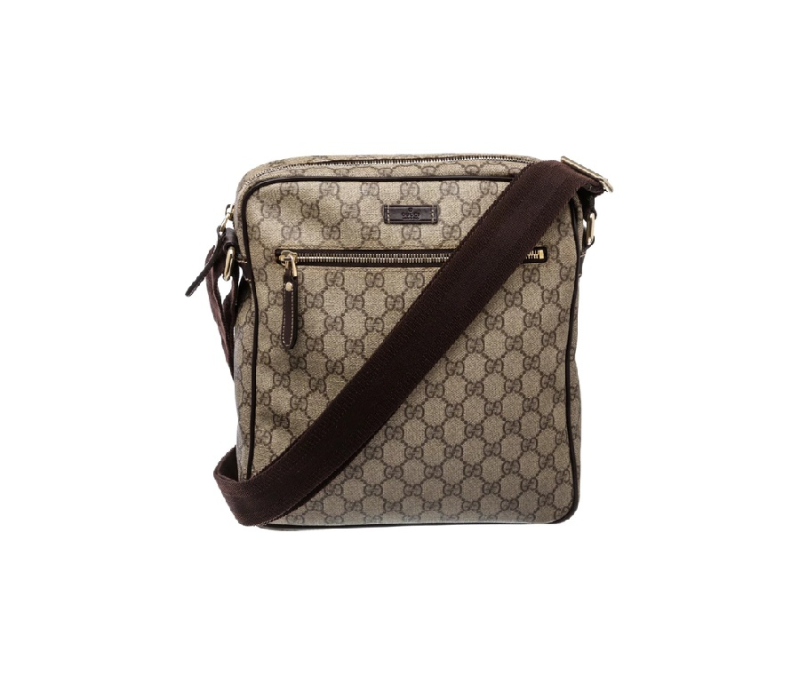 Gucci Messenger Crossbody GG Monogram Adjustable Shoulder Strap Brown