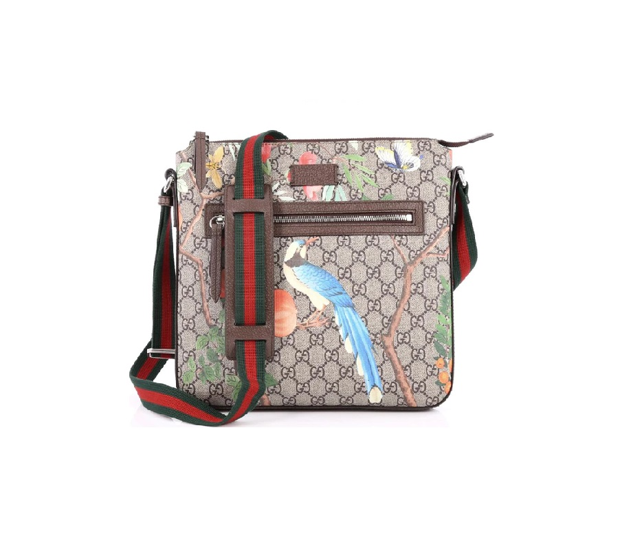 Gucci Front Zip Messenger Monogram GG Tian Print Medium Brown/Red/Green/Blue