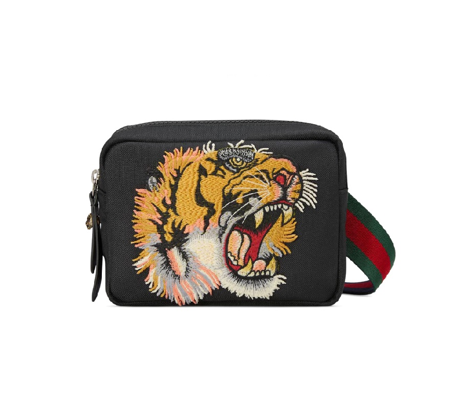 Gucci Shoulder Bag Panther Face Applique Black