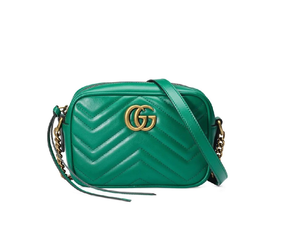 Gucci Marmont Camera Bag Matelasse Mini Emerald