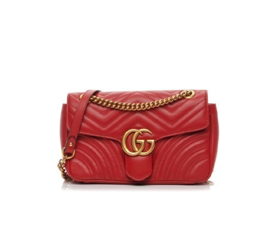 Gucci Marmont Shoulder Bag Matelasse Small Hibiscus Red