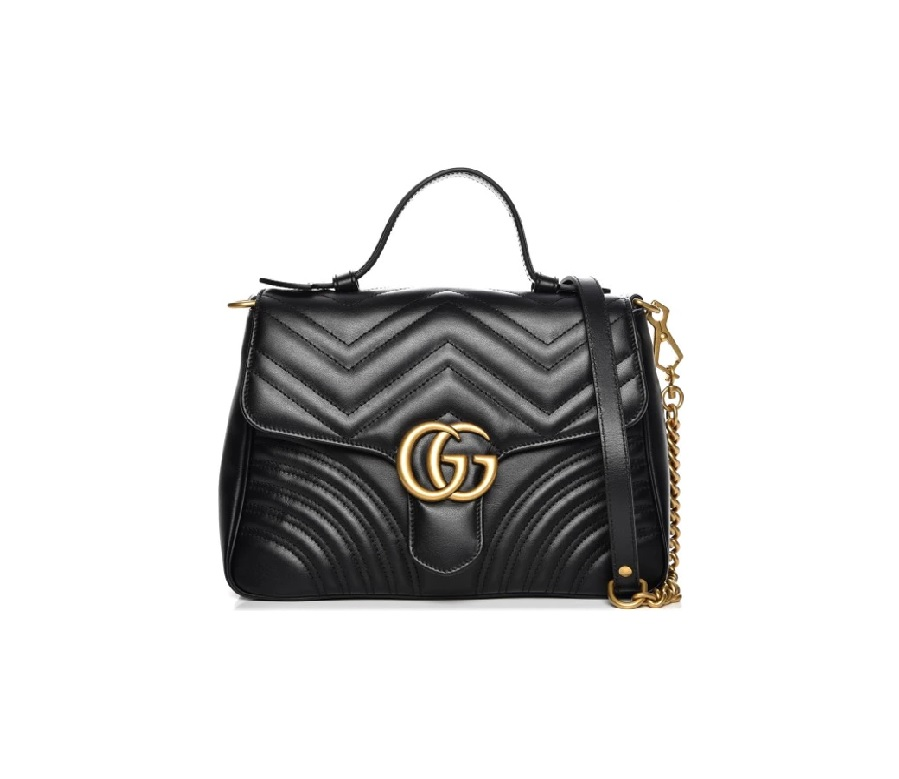 Gucci Marmont Top Handle Chevron Small Black