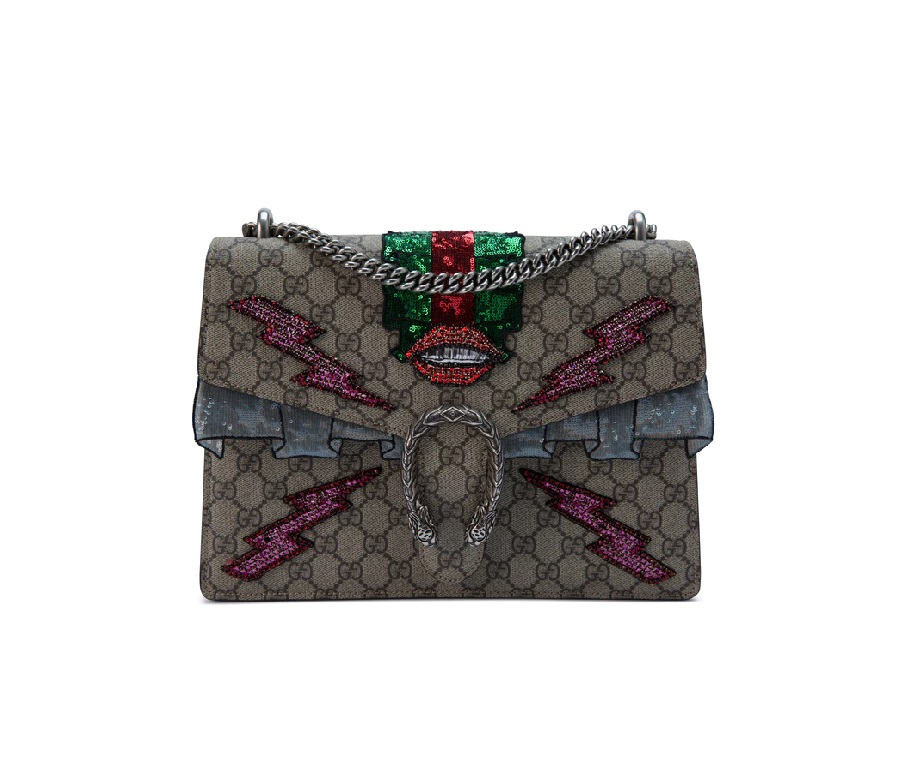 Gucci Dionysus Shoulder GG Supreme Embroidered Medium Brown