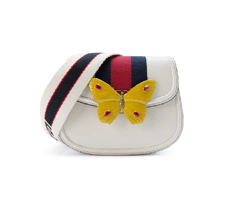 Gucci Shoulder Bag Web Butterfly Totem Small White