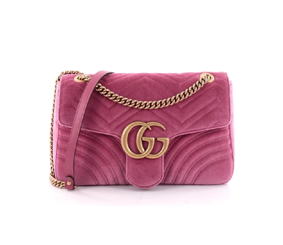 Gucci Marmont Shoulder Matelasse Interlocking GG Medium Dark Pink