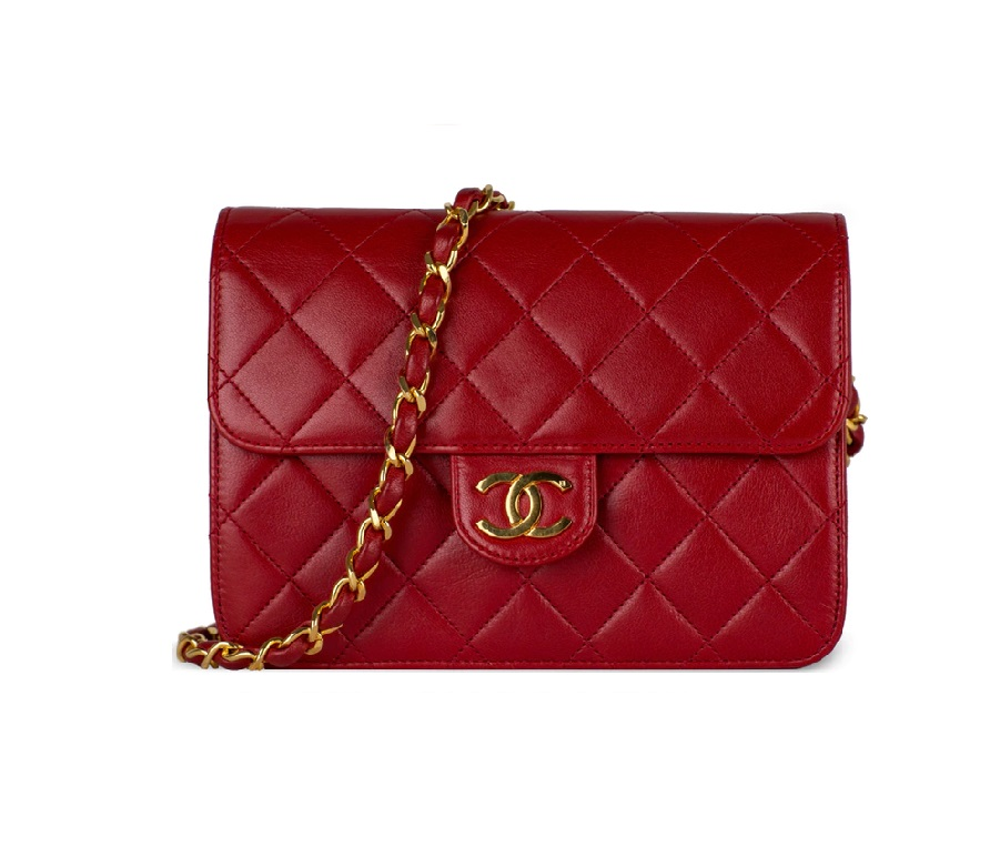 Chanel Vintage Simple Flap Quilted Small Red