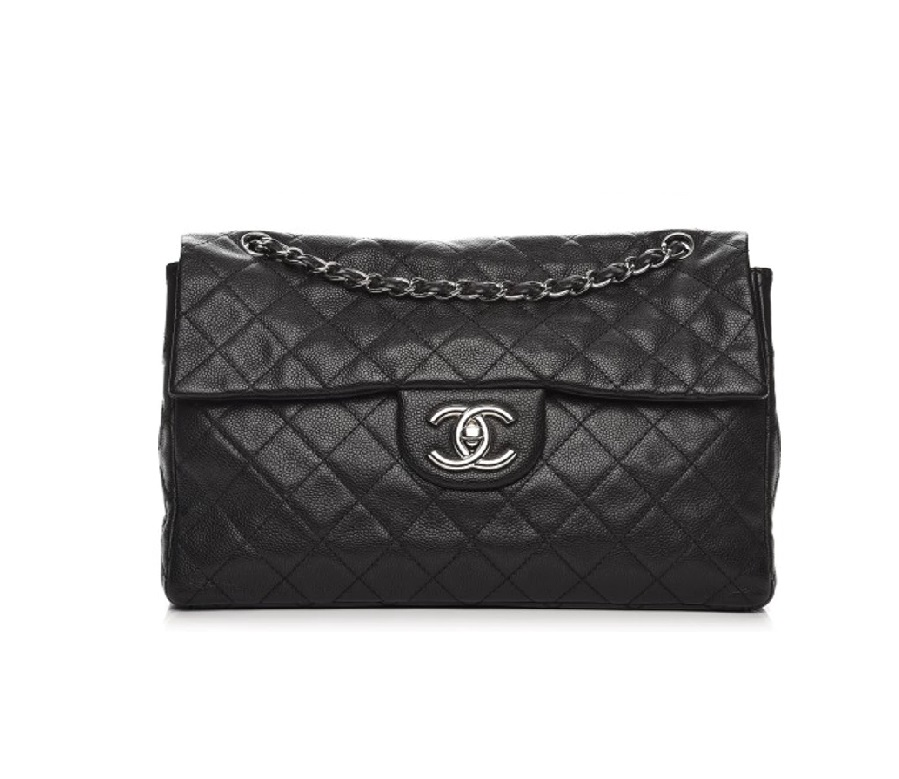 Chanel Single Flap Quilted Diamond Washed Maxi Black