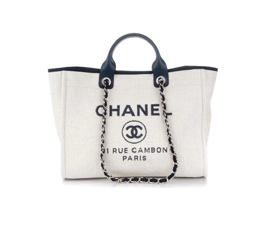 Chanel Deauville Tote Large White Navy