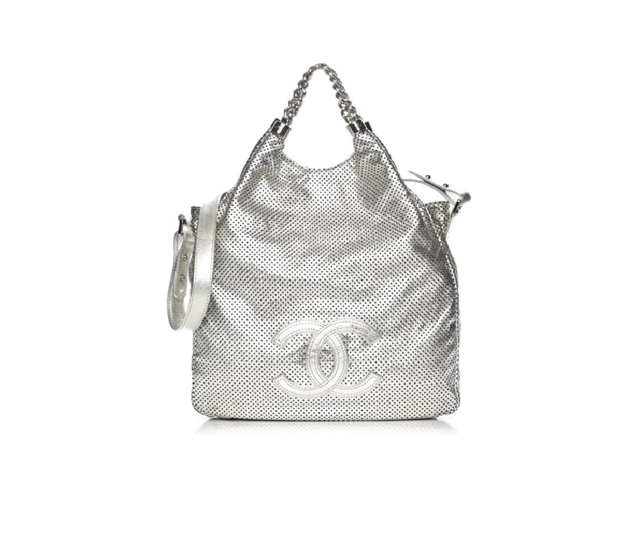 Chanel Rodeo Drive Tote Perforated Metallic Large Silver
