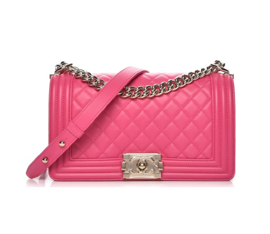 Chanel Boy Flap Quilted Diamond Medium Pink