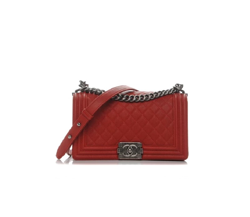 Chanel Boy Flap Quilted Medium Red