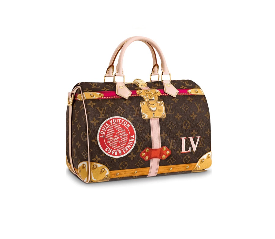 Louis Vuitton Speedy Bandouliere Monogram Summer Trunk Collection 30 Brown/Pink/Red (Without Strap)