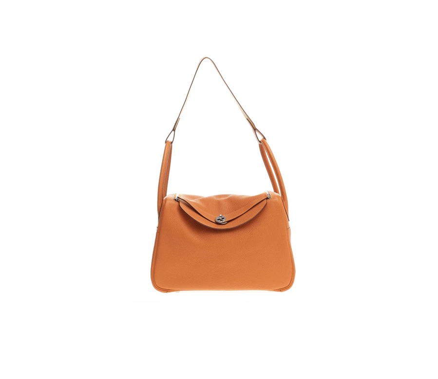 Hermes Lindy Eclat Taurillon Clemence 30 Orange/Moutarde