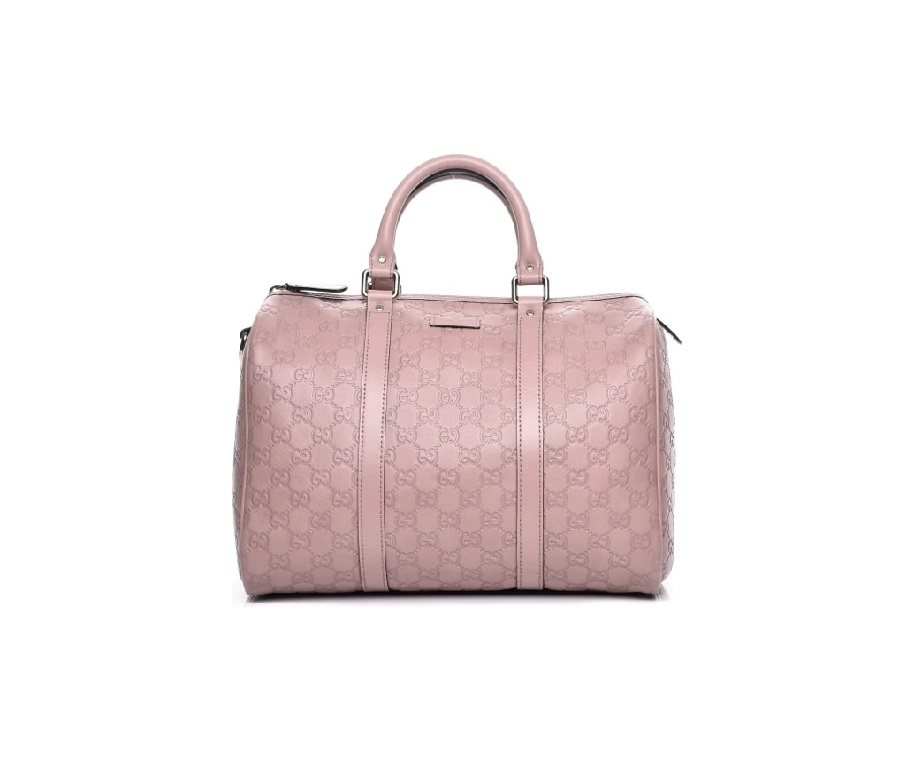 Gucci Joy Boston Satchel Guccissima Medium Rose Beige