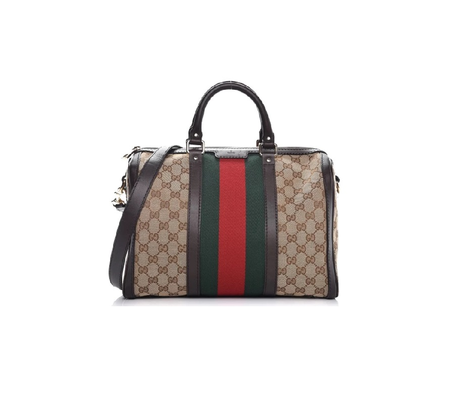 Gucci Boston Bag Vintage Web GG Medium (With Strap) Brown/Green/Red