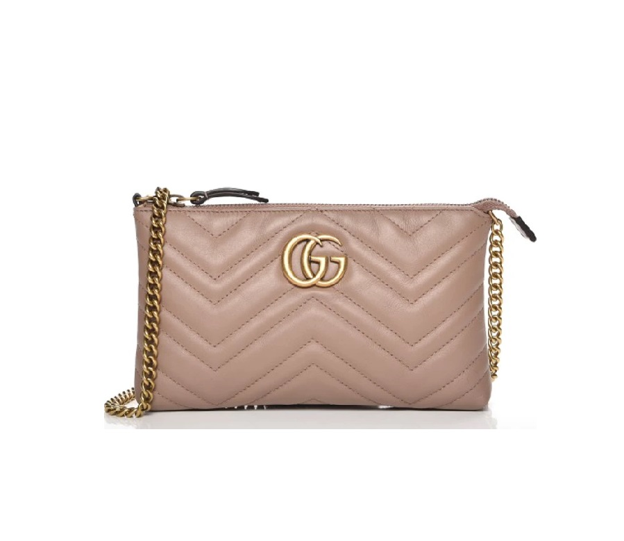 Gucci Marmont Matelasse GG With Card Slots Mini Dusty Pink