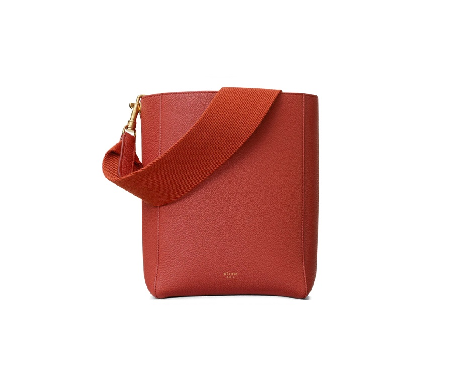 Celine Sangle Bucket Bag Cabas Small Fox Red