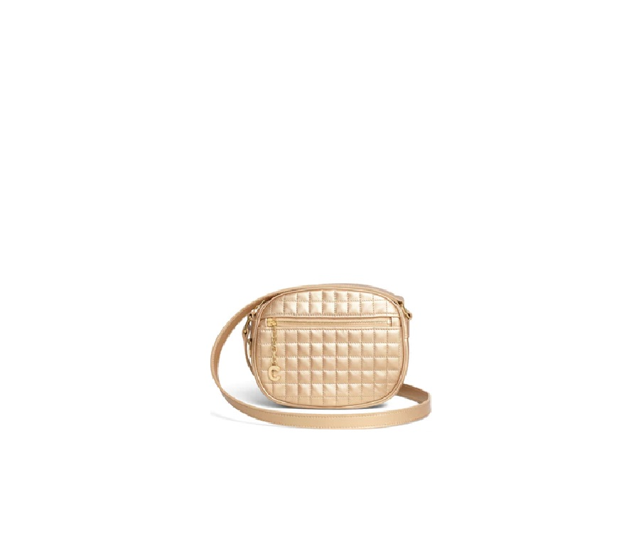 Celine C Charm Bag Quilted Laminated Small Gold