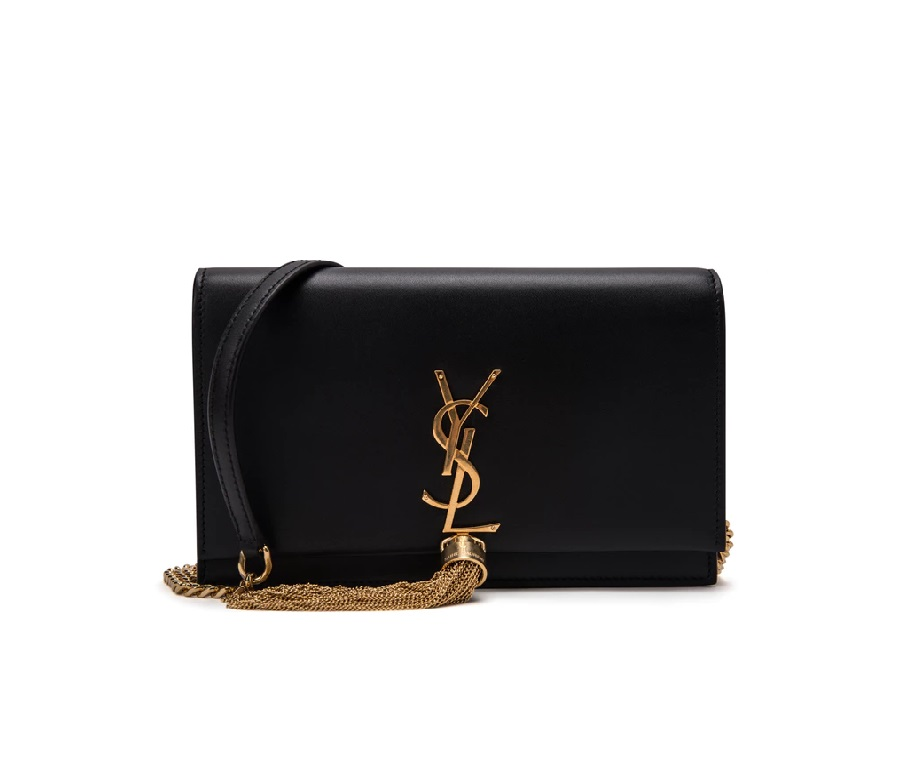 Saint Laurent Kate Wallet on Chain Tassel Black