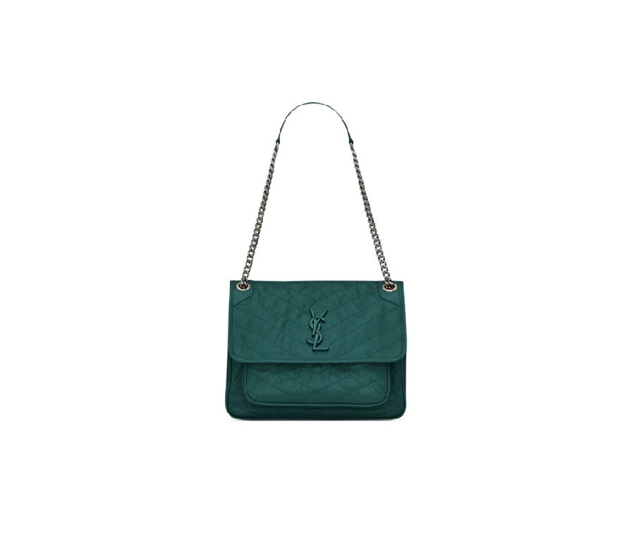 Saint Laurent Niki Shoulder Bag Vintage Leather Medium Turquoise