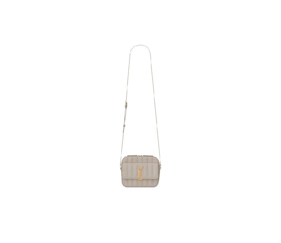Saint Laurent Vicky Camera Bag Quilted Lambskin Gold-tone Ivory