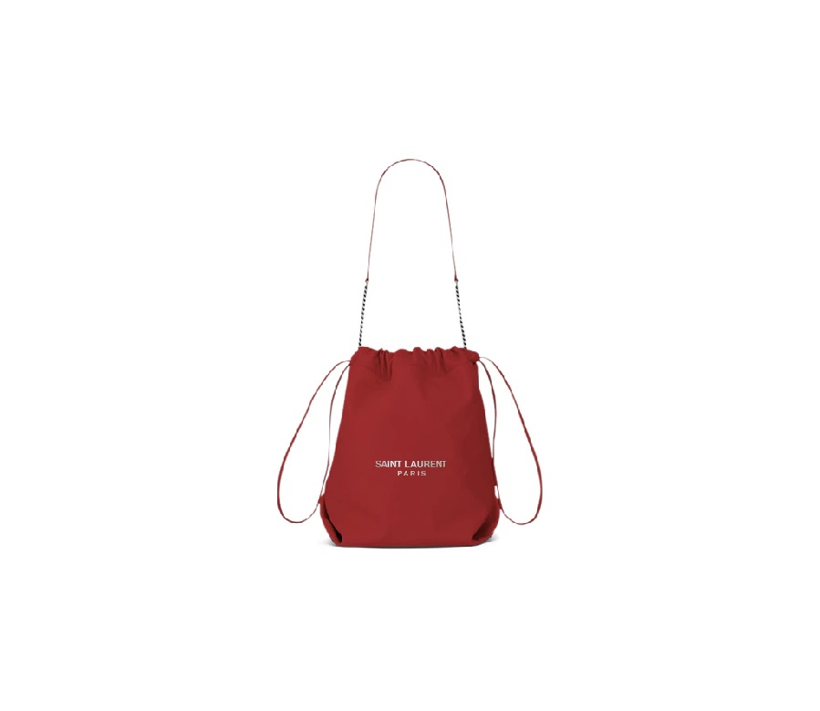 Saint Laurent Teddy Drawstring Bag Smooth Leather Red