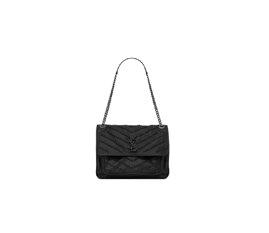 Saint Laurent Niki Bag Vintage Calfskin Knots Black-tone Medium Black
