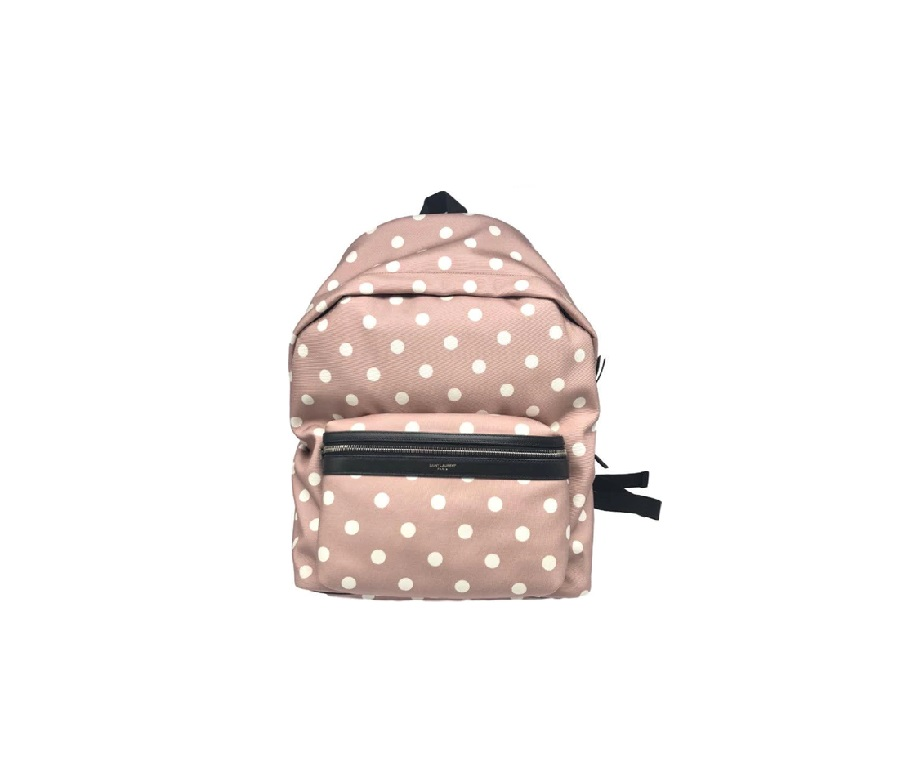 Saint Laurent City Backpack Polka Dot Light Pink/White