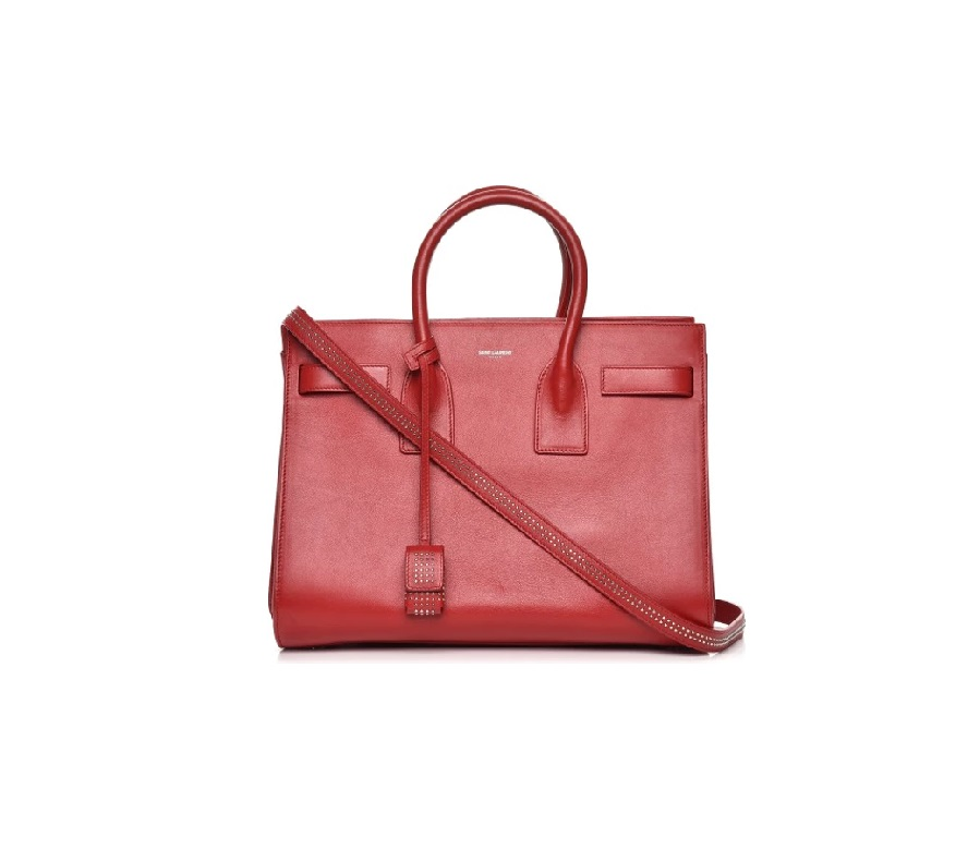 Saint Laurent Sac De Jour Carry All Studded Small Red