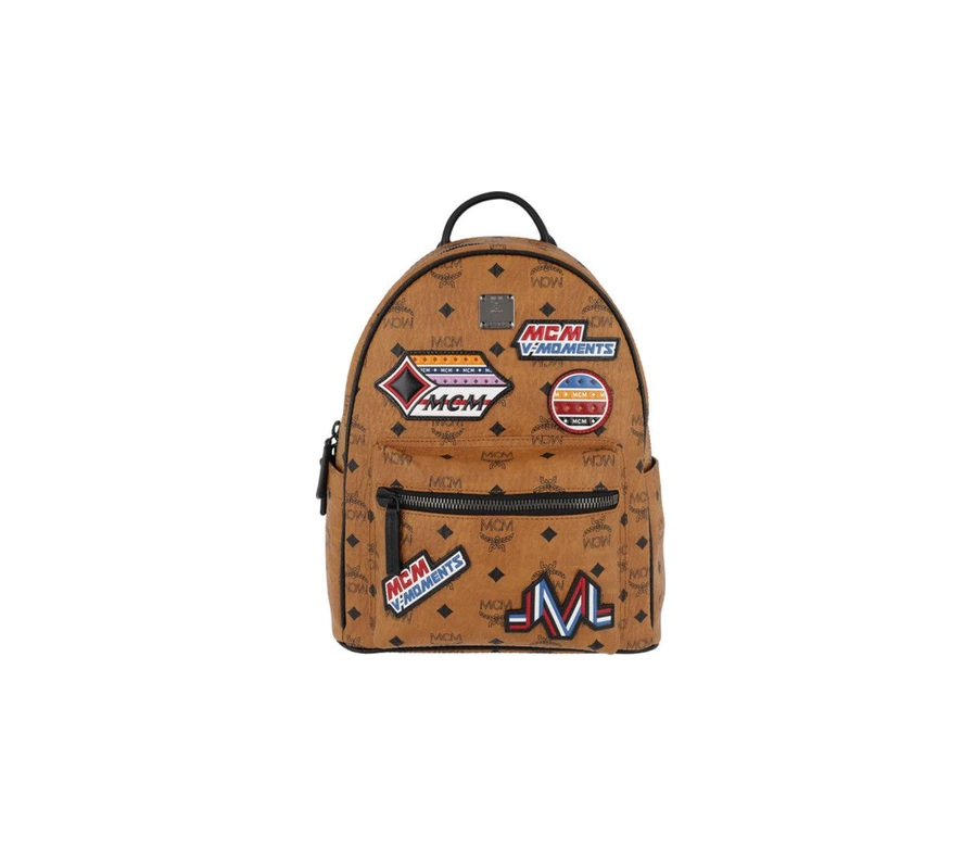 MCM Stark Backpack Visetos Victory Patches Small Cognac
