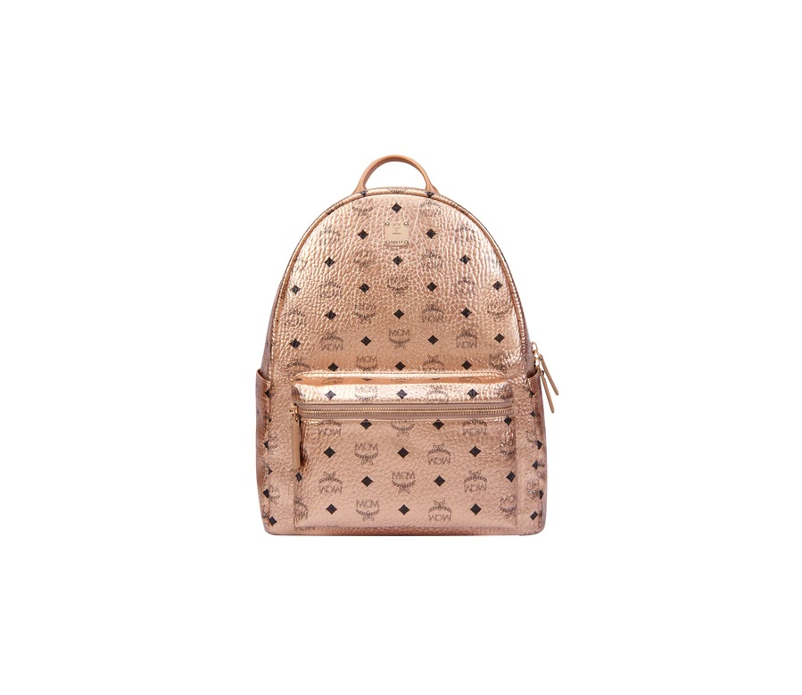 MCM Stark Classic Backpack Visetos Champagne Gold