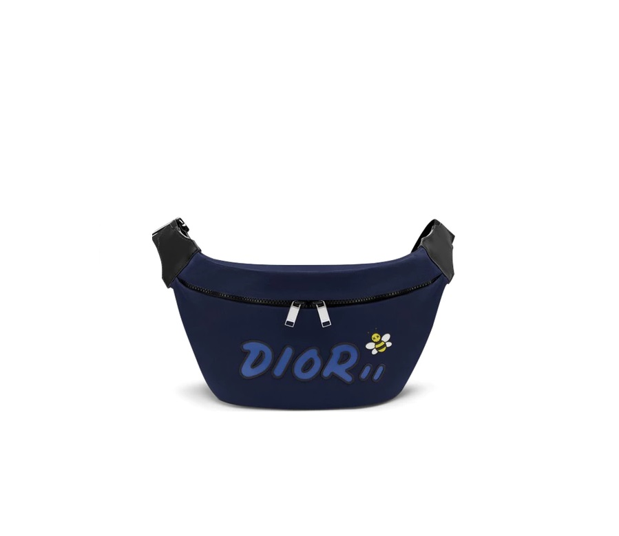 Dior x Kaws Belt Bag Blue Logo Nylon Navy