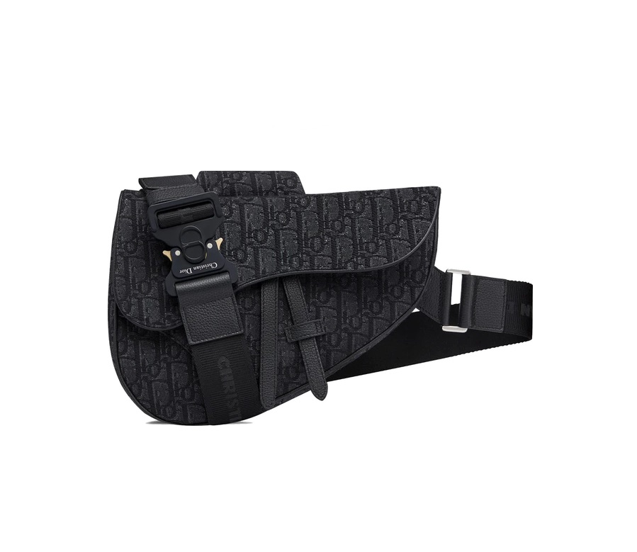Dior Oblique Saddle Bag Canvas Black