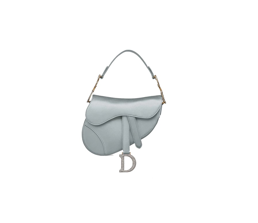 Dior Saddle Bag Satin Mini Blue-Gray