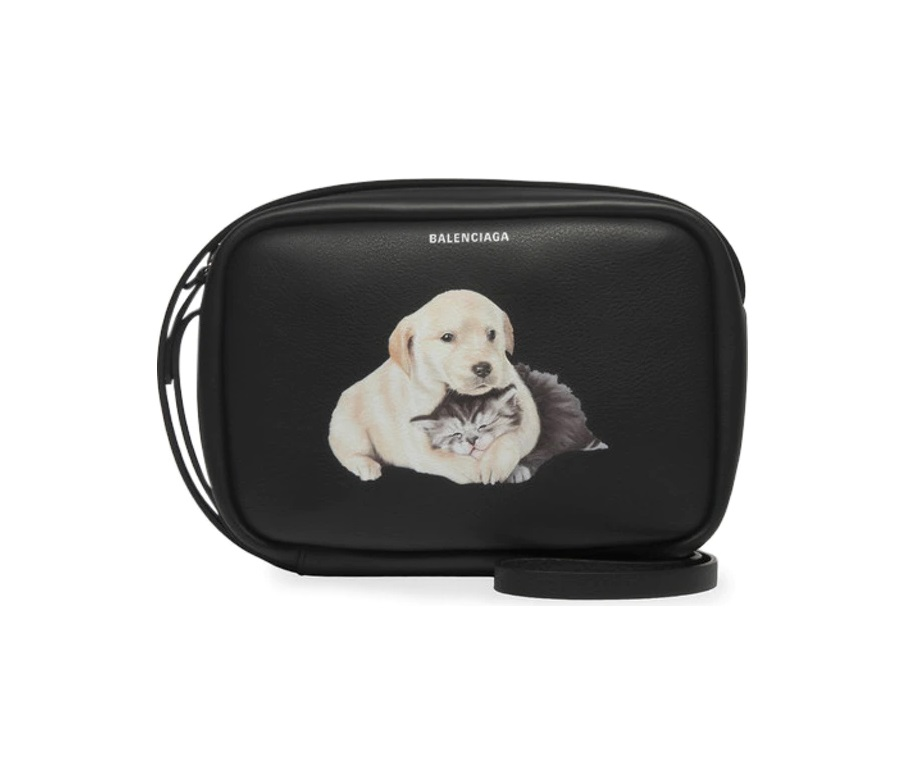 Balenciaga Puppy and Kitten Everyday Camera Bag S Black/White