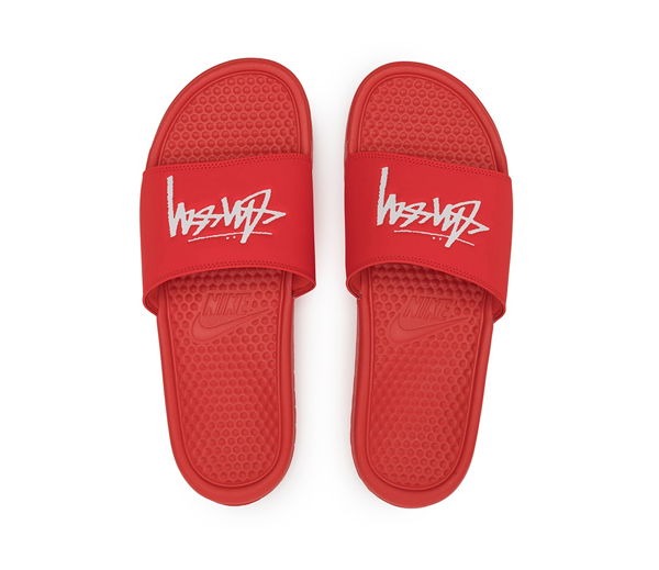 스투시 X 나이키 베나시 슬라이드 슬리퍼 레드 / Stussy X Nike Benassi Slide Habanero Red