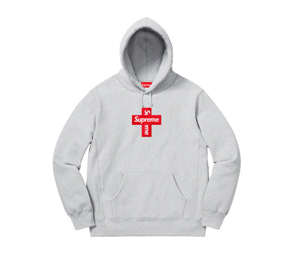 슈프림 크로스 박스로고 후드 스웻셔츠 헤더 그레이 / Supreme Cross Box Logo Hooded Sweatshirt Heather Grey