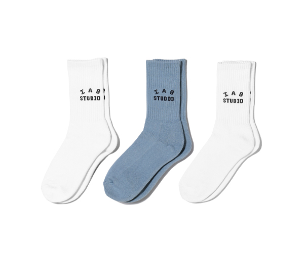 아이앱 스튜디오 화이트 & 애쉬 블루 삭스 팩 (2021) (3EA) / IAB Studio White & Ash Blue Socks Pack (2021) (3EA)